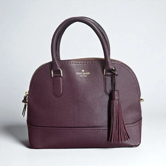 Authentic Kate Spade Plum Carli McCall Street Leather Satchel Crossbody! COA! - Picture 2 of 13